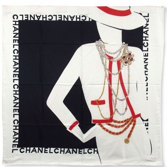 CHANEL Accessories - CHANEL Vintage Silk CoCo Mademoiselle Silhouette Scarf